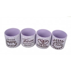 Set 4 vase ceramice rotunde cu imprimeu H 10.5 M 2